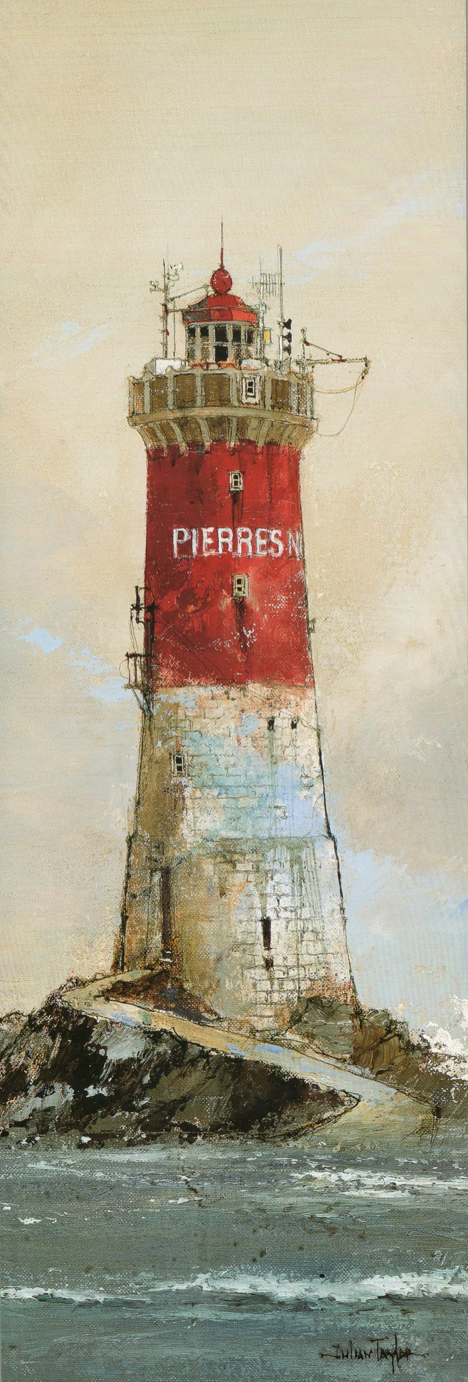 Rocks and Lighthouse by Julian Taylor - 8 X 24 Inches (Art Print)