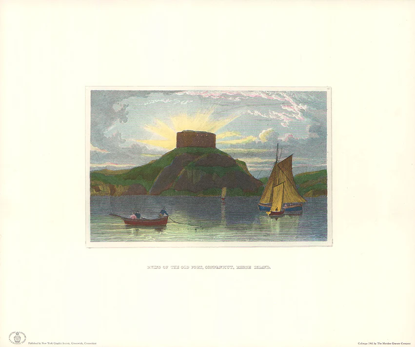 Ruins of the Old Fort, Rhode lsland, 1831 by William Guy Wall - 10 X 12 Inches (Collotype)