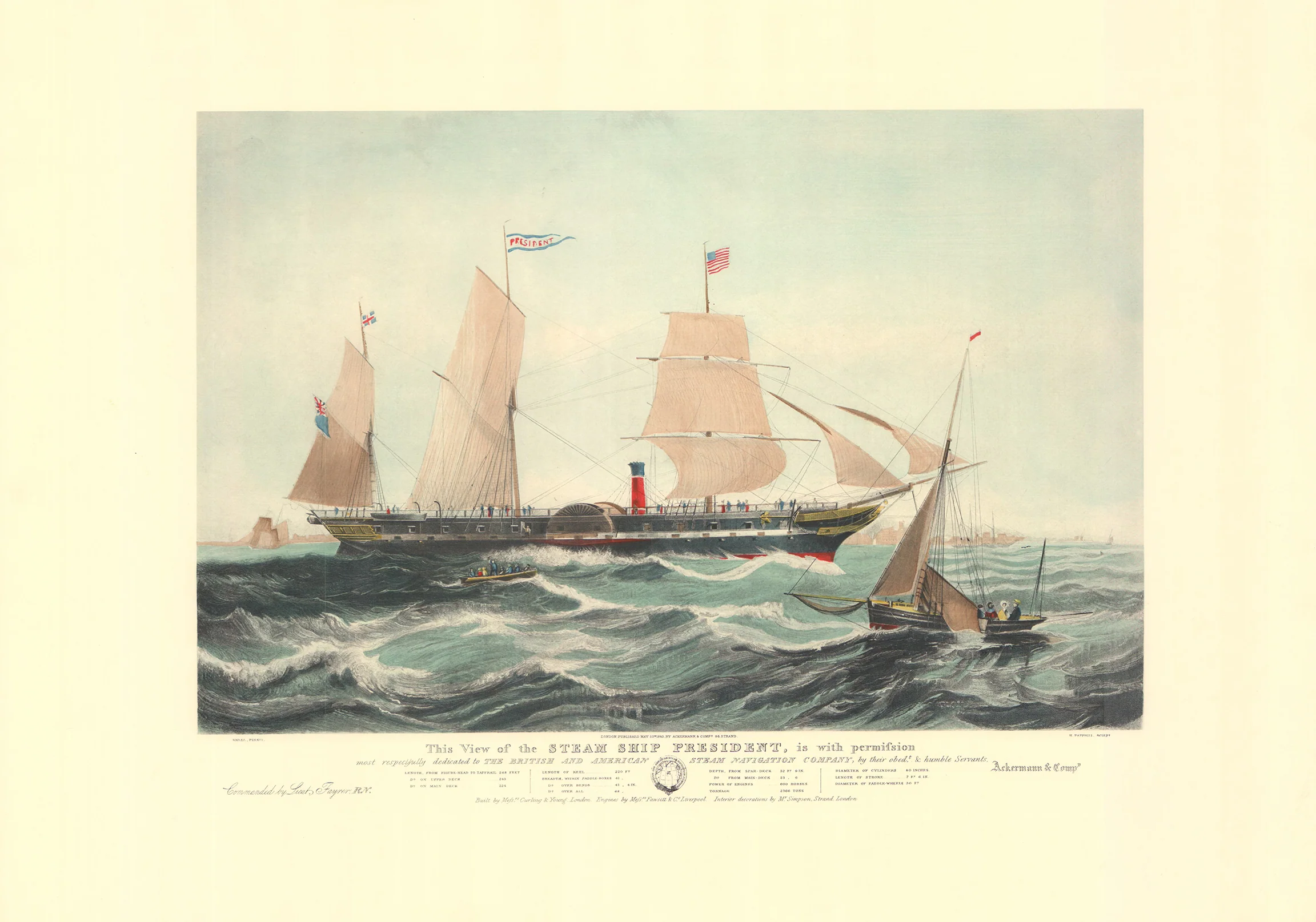 S. S. President by T. G. Dutton - 23 X 33 Inches (Offset Lithograph Hand Colored)