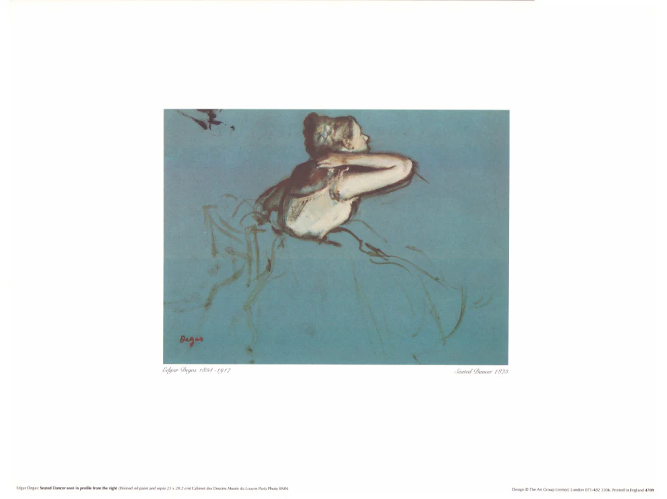 Seated Dancer seen in profile form the right by Edgar Degas - 12 X 16 Inches (Art Print)