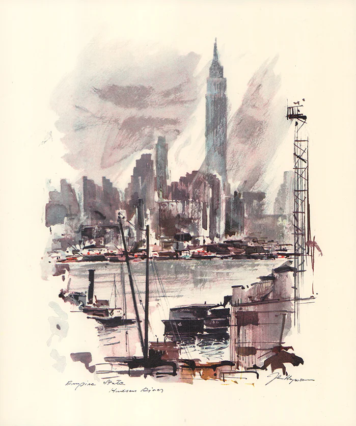 Empire State Building, NYC by John Haymson - 10 X 12 Inches (Hand Colored Watercolor)