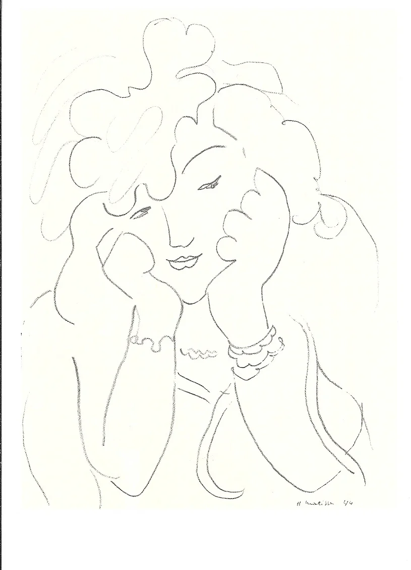 Sketch for the Blue Hat, 1944 by Henri Matisse - 4 X 6 Inches (10 Postcards)