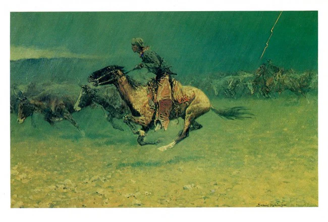 Stampeded by Lightning by Frederic Remington - 5 X 7 Inches (Western Note Card)