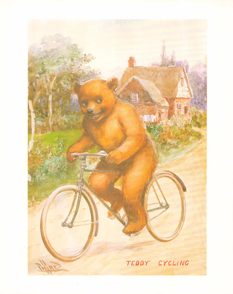 Teddy Cycling by Pillard - 11 X 14 Inches (Lithograph)