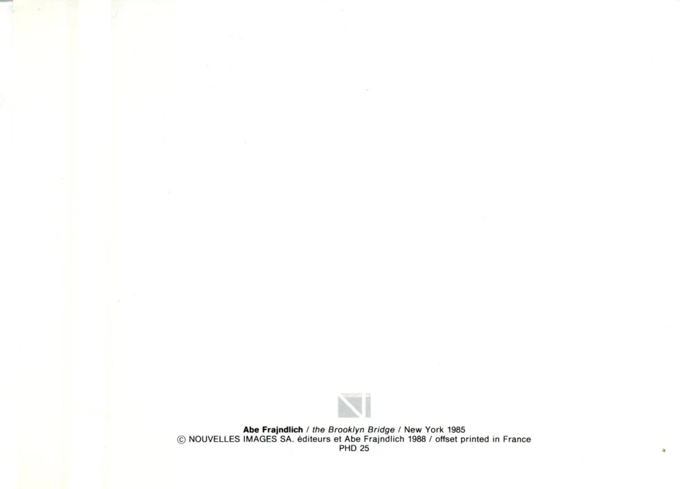 The Brooklyn Bridge, New York 1985 by Abe Frajndlich - 5 X 7 Inches (Note Card) - Image 2