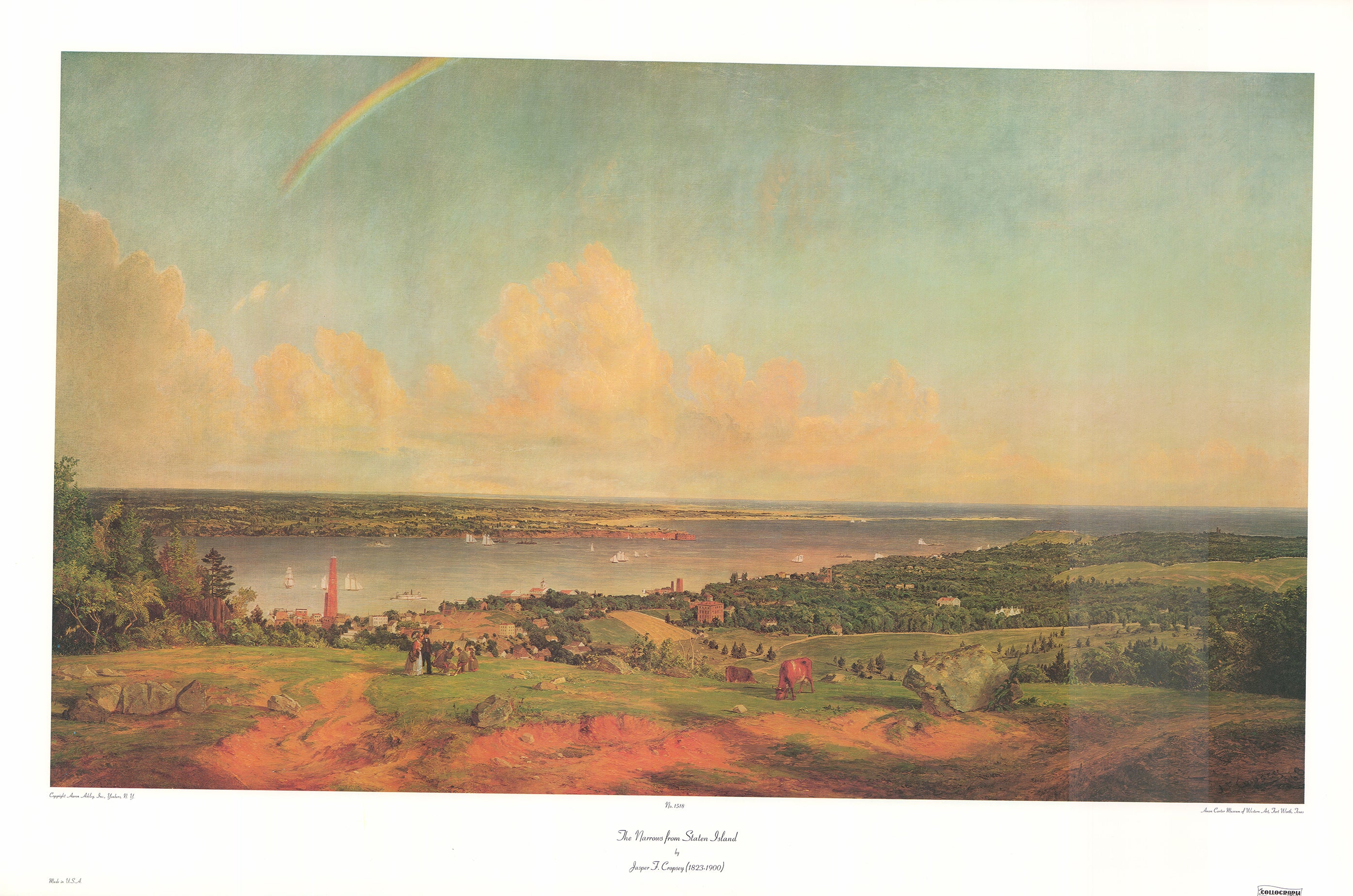The Narrows from Staten Island by Jasper F. Cropsey - 26 X 40 Inches (Art Print)