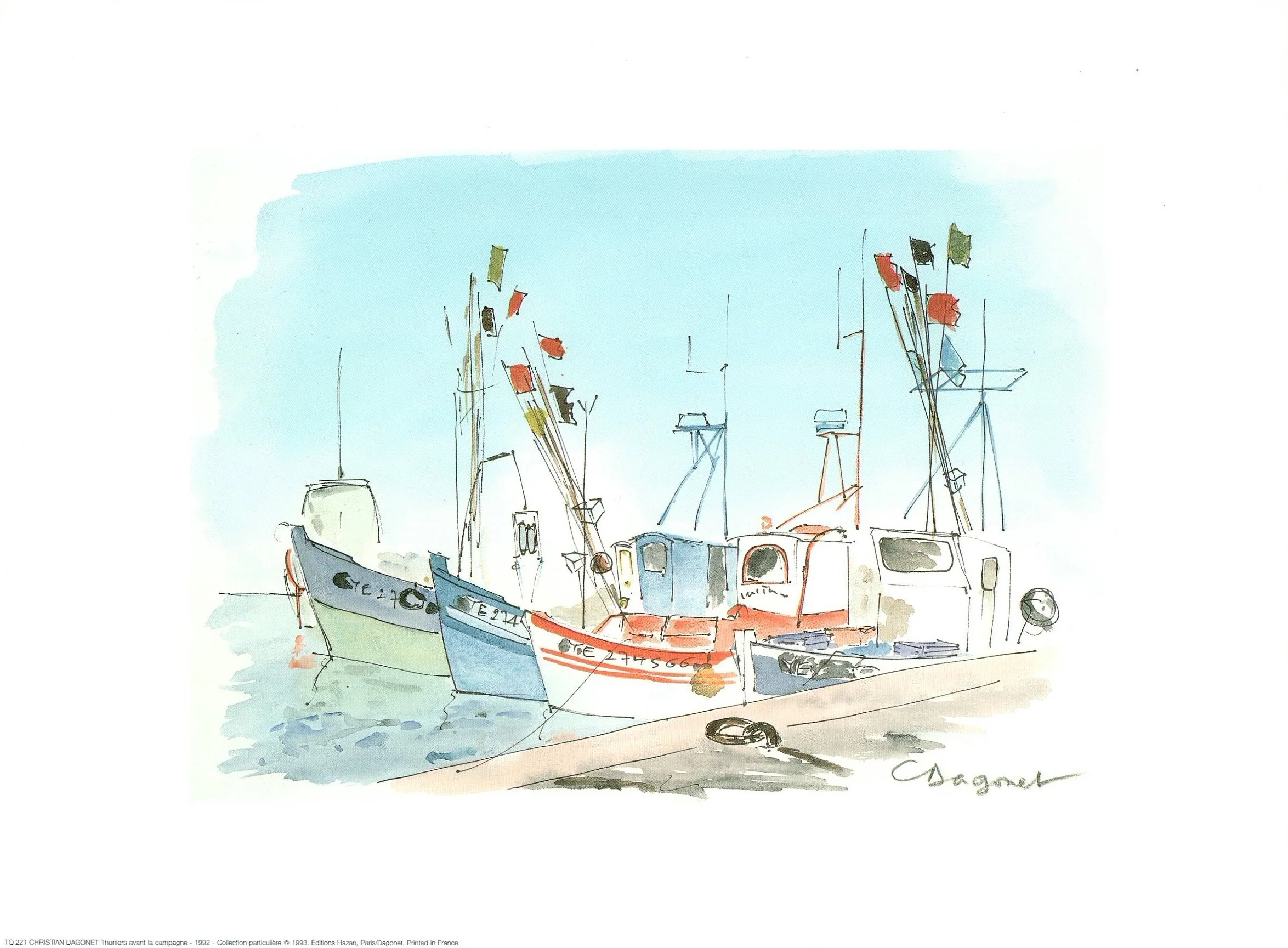 Thoniers Avant la Campagne, 1992 by Christian Dagonet - 12 X 16 Inches (Art Print)