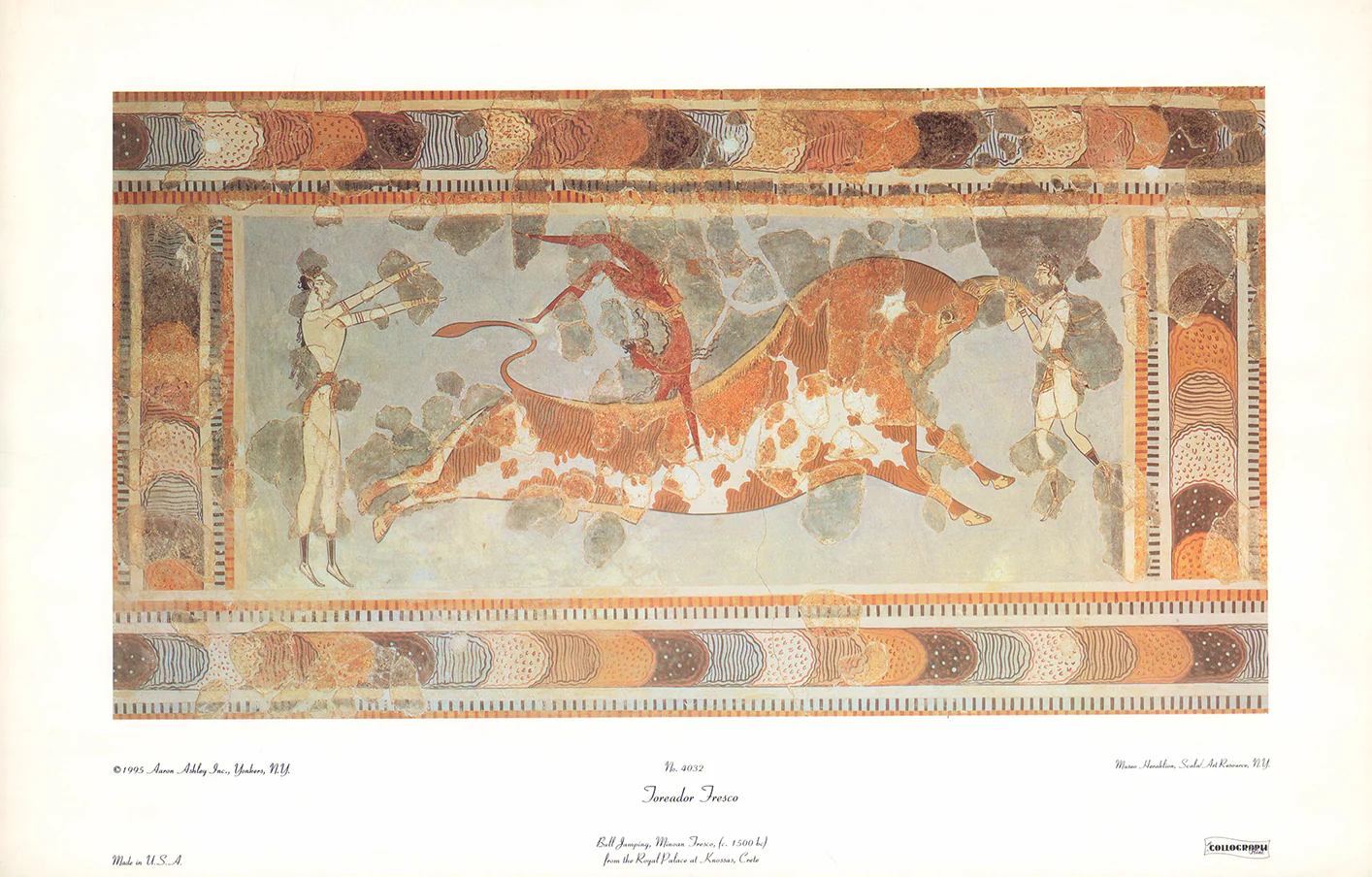 Toreador Fresco from Royal Palace Knossos, Crete - 13 X 20 Inches (Art Print)