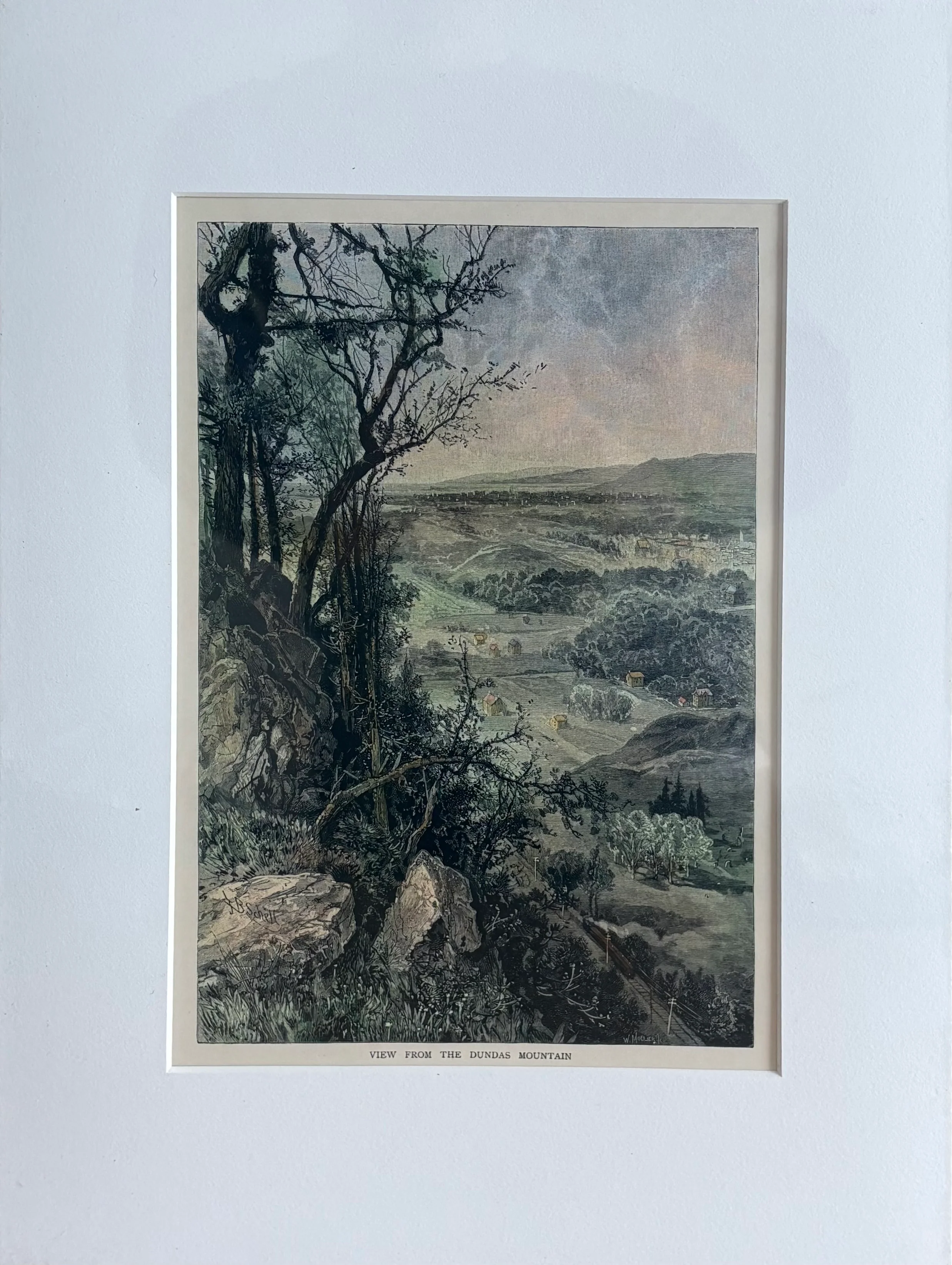 View from the Dundas mountain by William Henry Bartlett - 11 X 15 Inches (Art Print Hand Colored with Matte)