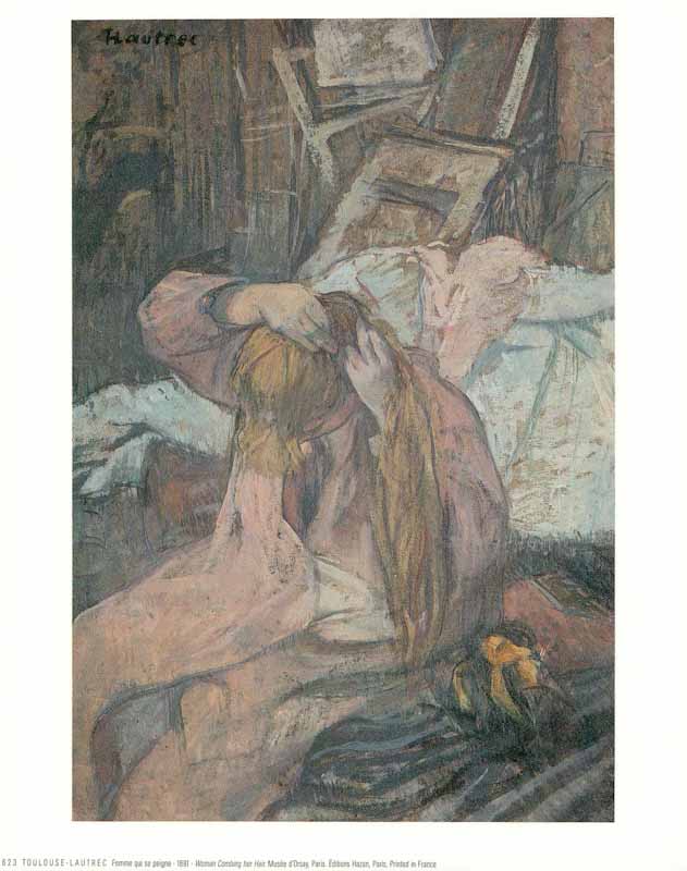 Woman Combing her Hair, 1891 by Henri de Toulouse-Lautrec - 10 X 12 Inches (Art Print)