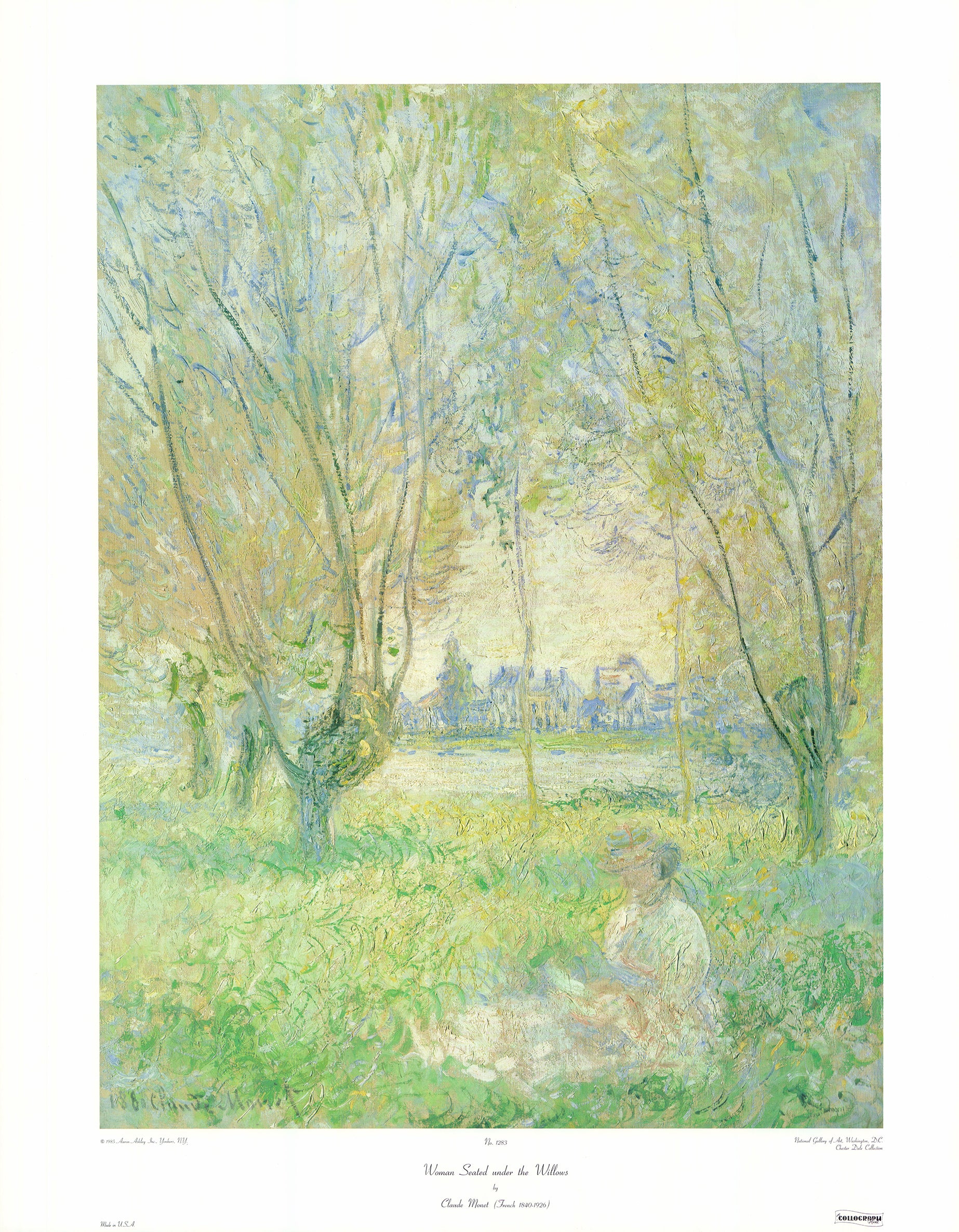 Woman Seated Under the Willows by Claude Monet - 26 X 33 Inches (Art Print)