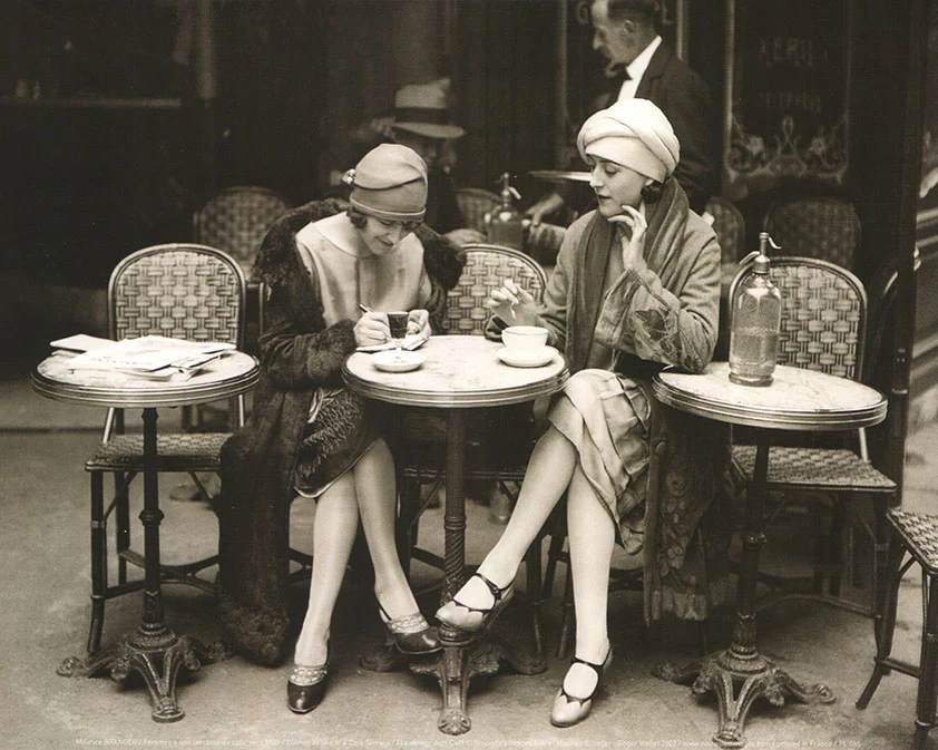 Women Sitting at a Café Terrace by Maurice Branger - 10 X 12 Inches (Art Print)