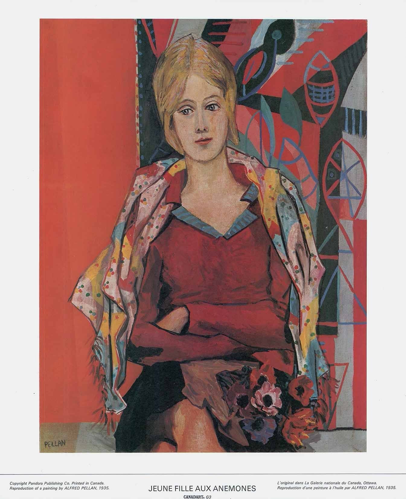 Young Girl with Anemones, 1935 by Alfred Pellan - 19 X 23 Inches (Offset Lithograph)